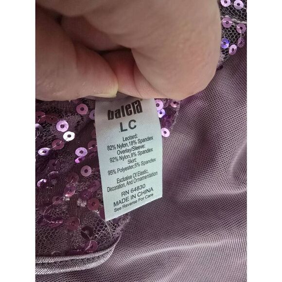 Girls Balera Dance Costume Long Purple Mauve Sequin Dress‎ Child Large - Picture 6 of 10